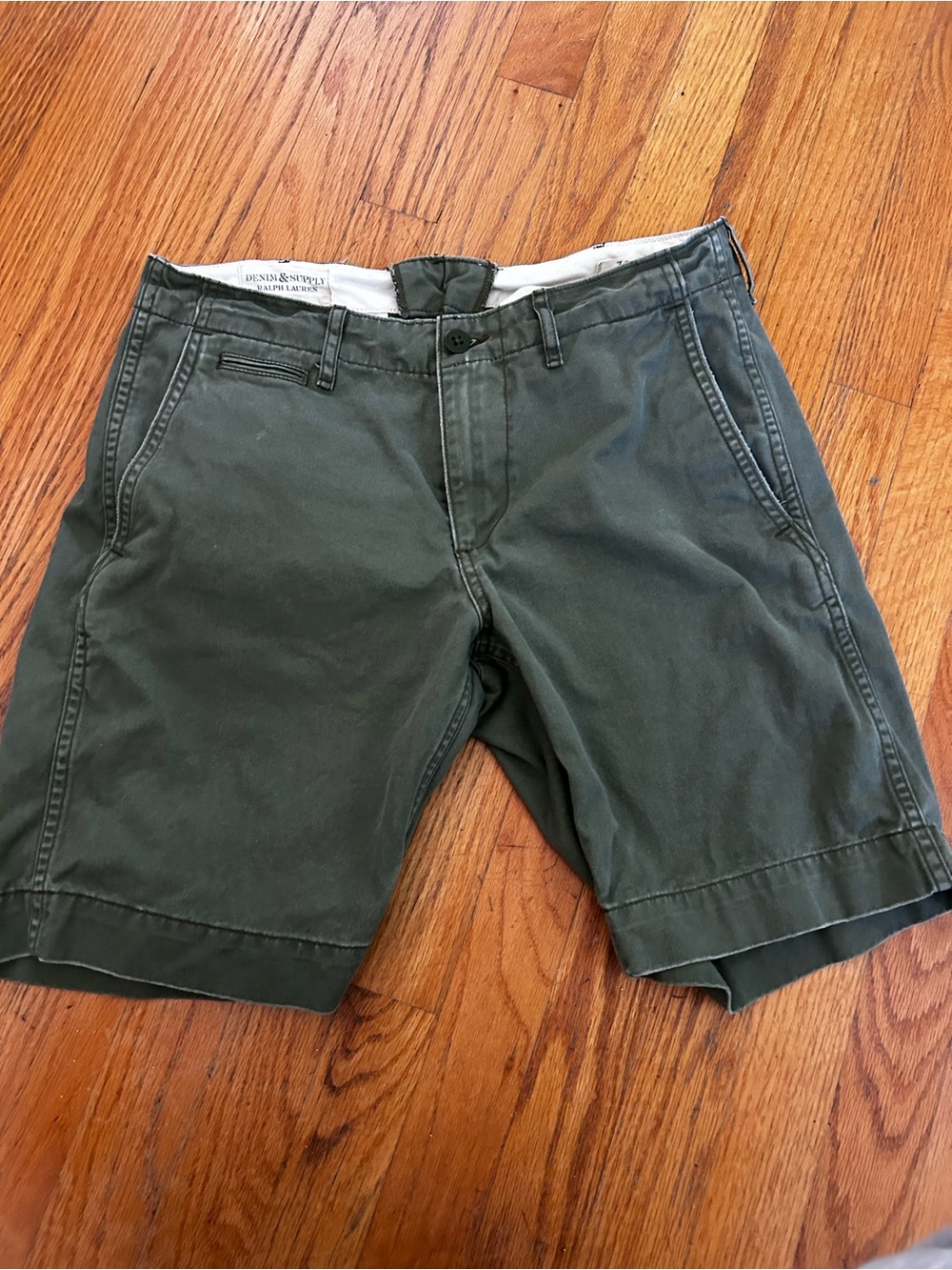 Denim & Supply Ralph Lauren Olive Green Flat-Front Shorts